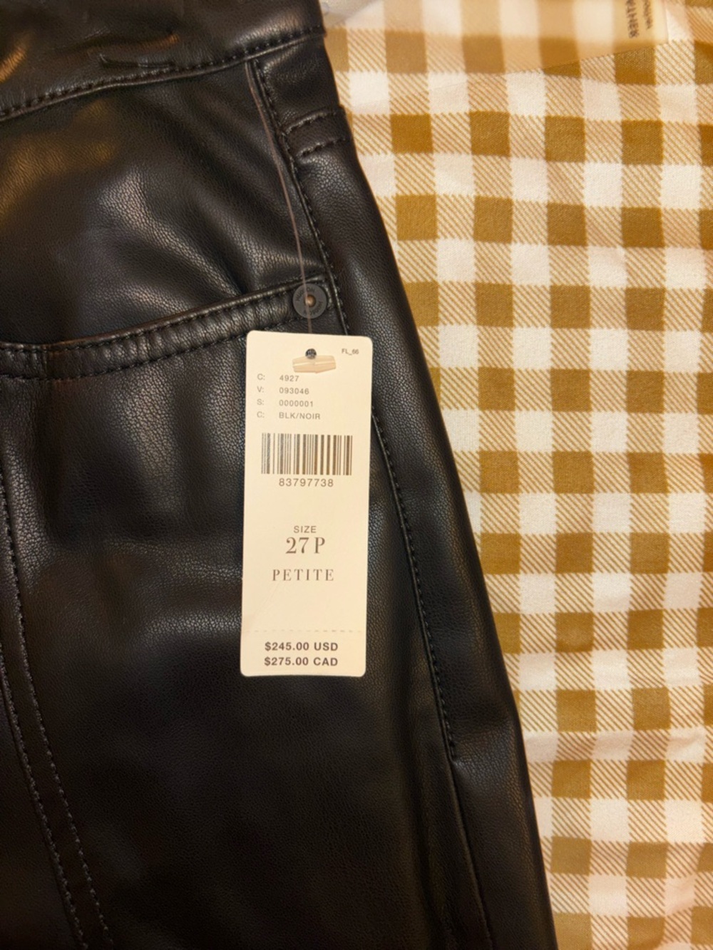 Black Faux Leather Petite Pants - Size 27P